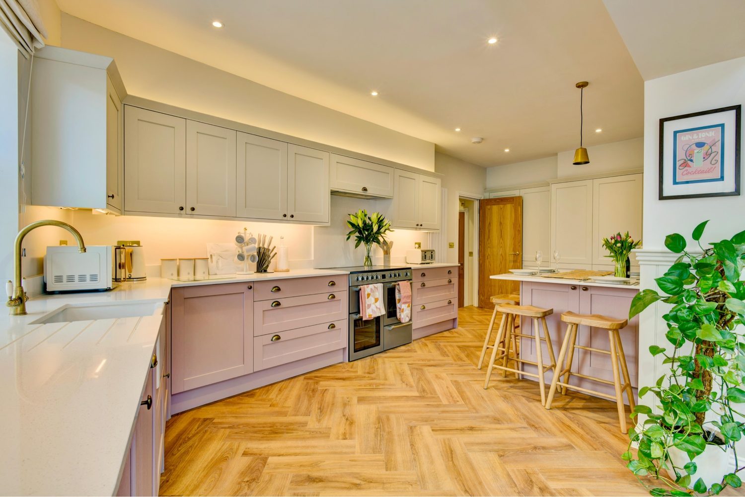 Double-height living room lighting, Weston, Bath · 2024